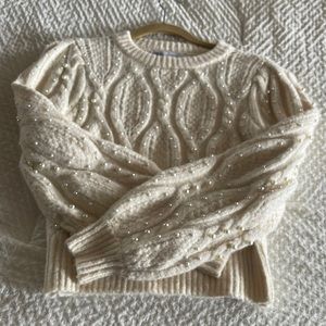 Zara knit pearl knitwear sweater